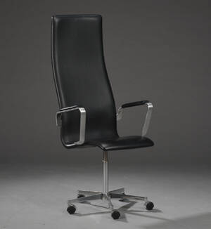 Arne Jacobsen. Højrygget Oxford kontorstol med armlæn