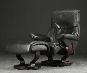 Stressless. Lænestol samt skammel, sort læder 2