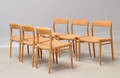 Niels O. Møller 1920-1982. Sæt på seks stole i eg, model 75 6