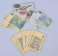 SEDLAR, 40 st, 100-kronor, 50-kronor, 10-kronor.