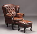Chesterfield wingchair  øreklapstol samt skammel 2 Denne vare er sat til omsalg under nyt varenummer 4315580