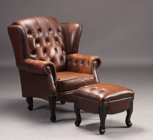 Chesterfield wingchair øreklapstol samt skammel 2 Denne vare er sat til omsalg under nyt varenummer 4315580