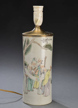 Kinesisk bordlampe af porcelæn