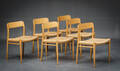 Niels O. Møller 1920-1982. Seks stole af bøg, model 75 6 