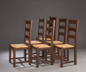 Seks stole af eg og flet 6