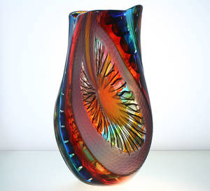 Luca Vidal - Murano Italien - Glasobjekt Vase, Unikat