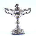 SKÅL PÅ FOT, nysilver, 1800-talets mitt.
