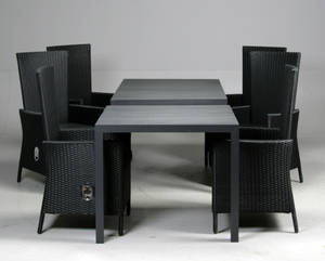 Havemøbler. To borde samt seks armstole, aluminium, polyrattan  artwood 8