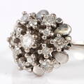 Vintage rosetring m diamanter, 14 kt hvidguld, ca. 0.46 ct.