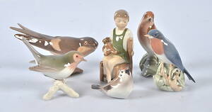 FIGURINER, 6 st, Bing  Gröndahl, Royal Copenhagen, Danmark.