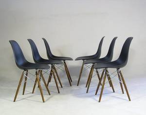 Ray  Charles Eames, sechs Sidechairs, Modell DSW, schwarz 6