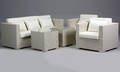 Havemøbler. Loungemøblement, sofa, råhvid polyrattan 5