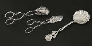 Kaktänger 2st samt strösockersked, silver, bl.a. Gewe