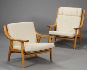 Hans J. Wegner. Høj -samt lav lænestole, model GE-530 2
