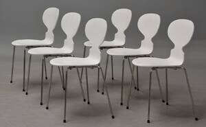 Arne Jacobsen. Sæt på seks stole, Myren, model 3101, årgang 2014 6