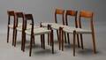 N.O.Møller. Et sæt på seks stole i palisander, model 77 6