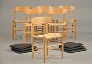 Børge Mogensen 1914-1972 Sæt på seks stole model J39 i egetræ