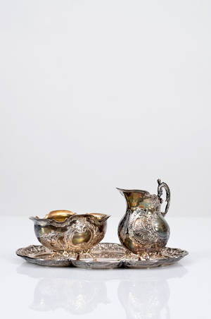 Miniatyrkaffeservis i silver, rokokostil 3