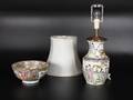 Kinesisk bordlampe og skål, porcelæn, 1900-tallet 2
