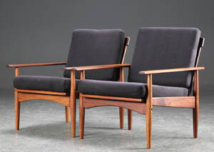 Et par lave lænestole af palisander, dansk møbelproducent 2