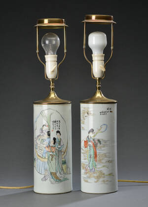 To kinesiske hatstands af porcelæn, 1900-tallet 2