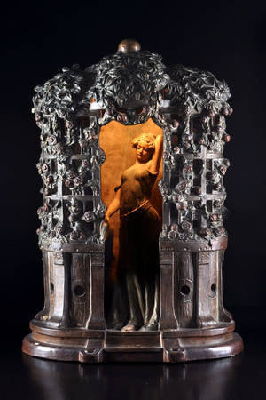 Bordslampa i terrakotta, Art Nouveau, sekelskiftet 1900
