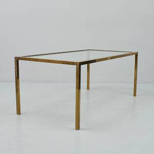 Soffbord, mässing med glasskiva