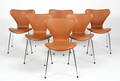 Arne Jacobsen. Sæt på seks stole syveren , model 3107, nybetrukket 6