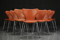 Arne Jacobsen. Otte syverstole model 3107, cognacfarvet læder 8  Denne vare er sat til omsalg under nyt varenummer 4105945
