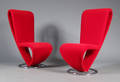 Moderne design. 2 hvilestole - Rød 2
