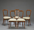 Fem salonstole, nøddetræ, 1800-tallet 5 