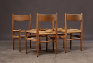 Hans J. Wegner, sæt på fire stole af egetræ, model CH36 4