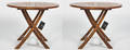 To runde haveborde i 25 mm massiv lakeret teak. 2