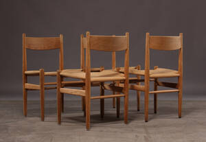 Hans J. Wegner, sæt på fire stole af egetræ, model CH36 4 Denne vare er sat til omsalg under nyt varenummer 4407019
