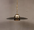 Taklampa i gulmetall och glas, 80-tal