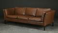 Tre-pers. sofa, læder, dansk møbelproducent