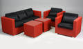 Havemøbler. Loungemøblement, sofa, Rød polyrattan 5