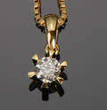 Brillantvedhæng af 18 kt, ca 0.22 ct med forgyldt halskæde Denne vare er sat til omsalg under nyt varenummer 4728848