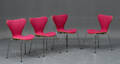 Arne Jacobsen, sæt på fire stole model 3107, forsidepolstring 4