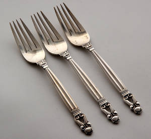 Johan Rohde for Georg Jensen KongeAcorn. Tre gafler af sterlingsølv 3