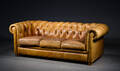 Chesterfield sofa m. brunt læder