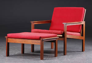 Dansk møbelproducent. Lænestol med skammel. Teak.2