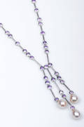Silverhalsband med ametister, pärlor