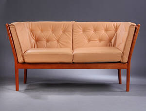 Stouby to-personers tremmesofa af bøgetræ