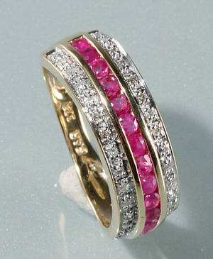 Rubin- og diamantring