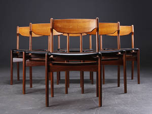 Dansk møbelproducent. Sæt på seks stole, teak. 6