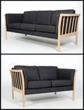 Dansk Design tremmesofaer 2-3 pers., i sæbebehandlet eg 2