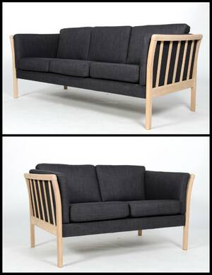 Dansk Design tremmesofaer 2-3 pers., i sæbebehandlet eg 2