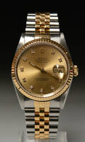 Rolex Oyster Perpetual Datejust herrearmbåndsur af guld og stål med brillanter Denne vare er sat til omsalg under nyt varenummer 4538664