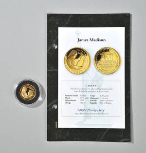 USA. 5 dollar guldmønt 1993. James Madison